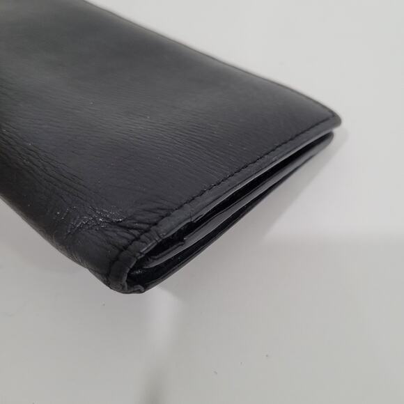 Burberry Black Label Wallet Black Bifold Card Bill Holder Leather Logo Slim Larg - Picture 10 of 12